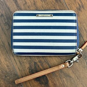 Stella & Dot Navy and Cream Striped Clutch